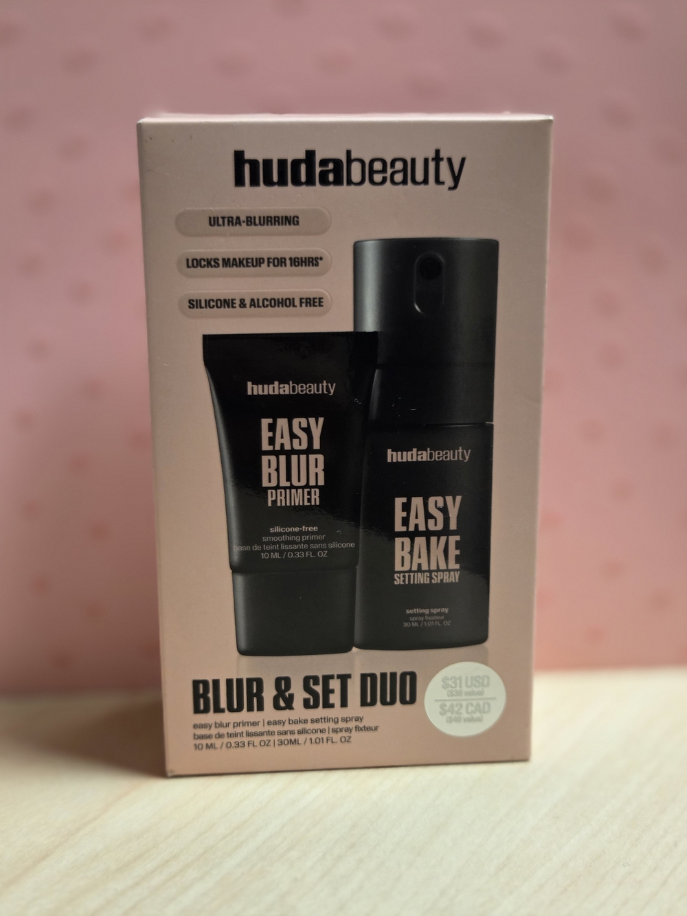 HUDA BEAUTY Easy Blur Primer & Easy Bake Setting Spray Duo